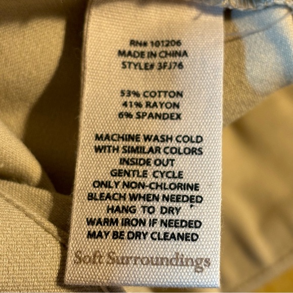 NWT Soft Surroundings Crop Pants Tan PL or Petite Large - Picture 9 of 9